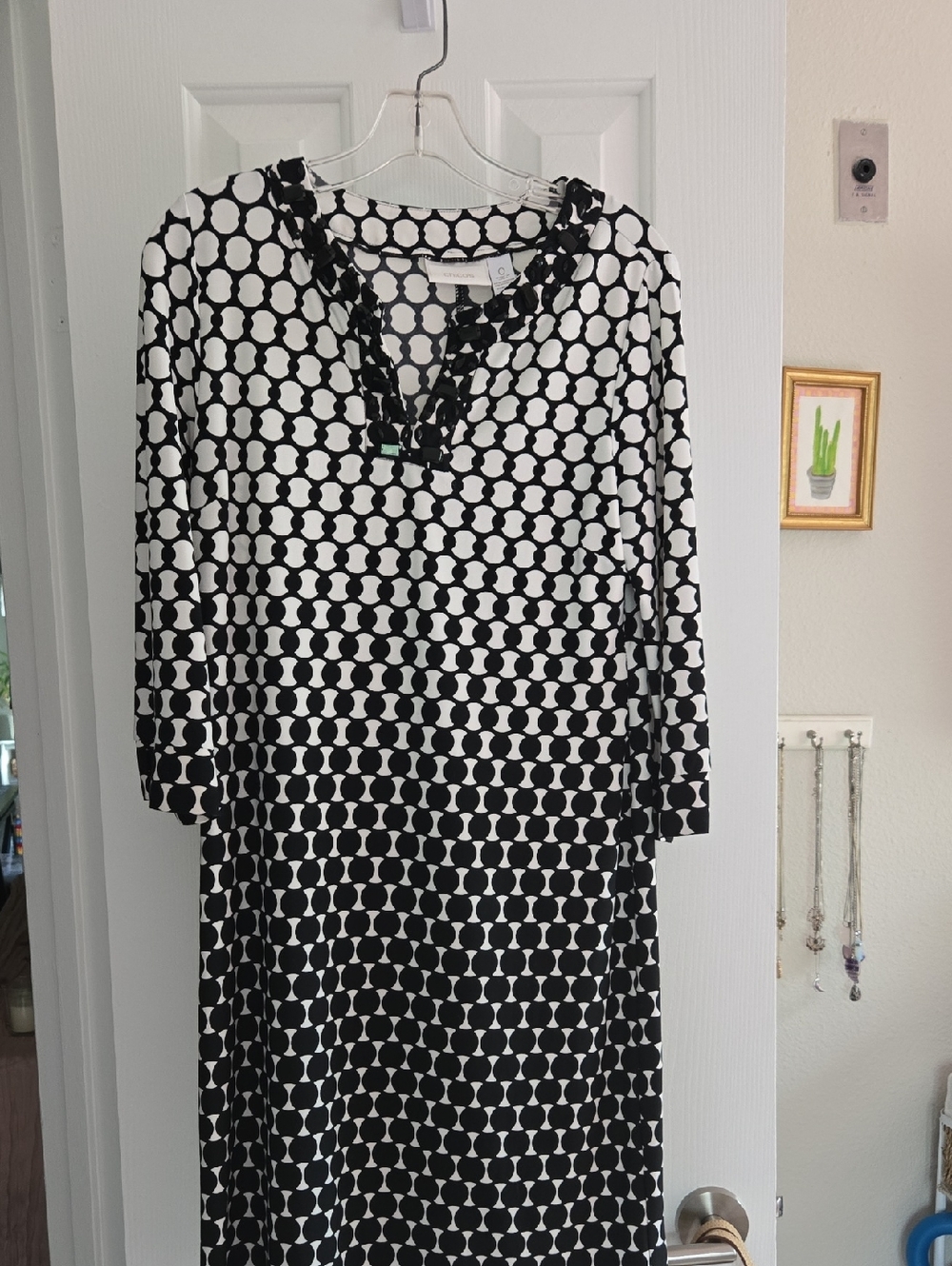 Chico's Black and White Midi Dress-Chico's "0" SMALL